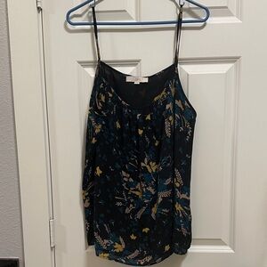 LOFT Black and Blue Floral Camisole Top